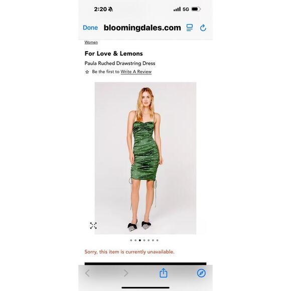 For Love & Lemons Polka Dot Paula Ruched Drawstring Dress Sleeveless Size S - Picture 6 of 14